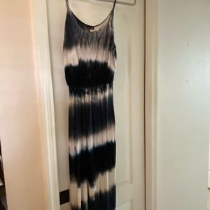 Tie-dye Navy and White Tank Dress